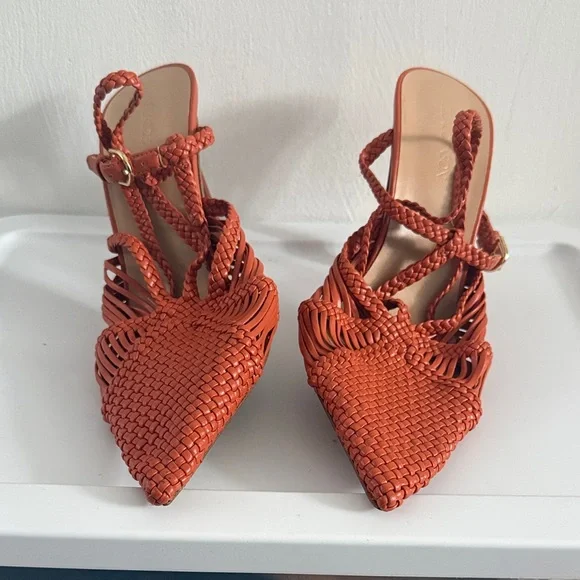 Elegant Women's Woven Heels - Orange - Picture 1 of 10